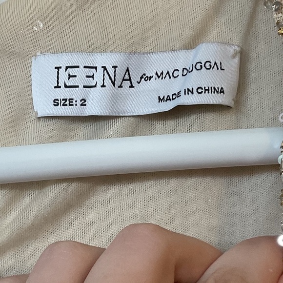 Ieena Mac Duggal Bateau Neckline Sequin Sheath Dress Gold Sparkle Size 2 - Picture 7 of 11